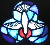 modern stain glass window in St. Mary's, Cadogan St.