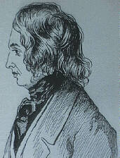A line drawing of Dickens aged 29