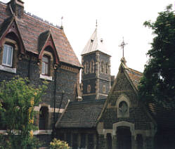 the abbey,garden and church tower